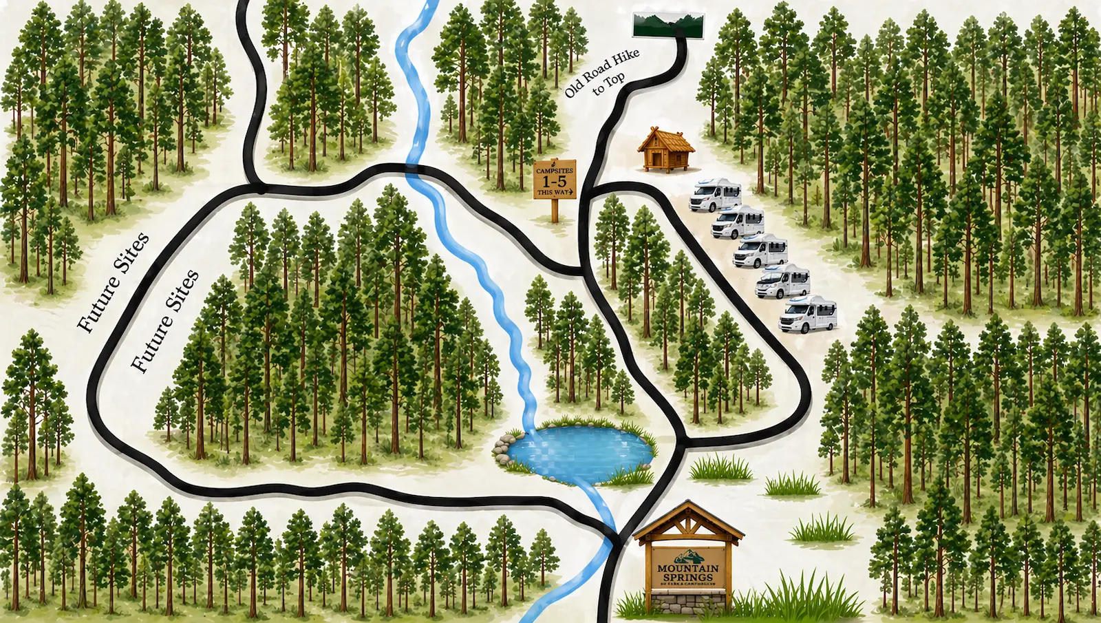 Mountain Springs Family Campground site map