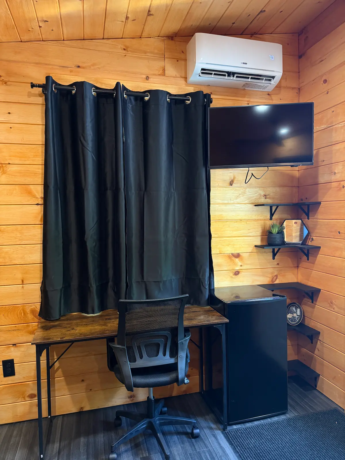 Tiny home kitchenette and living area